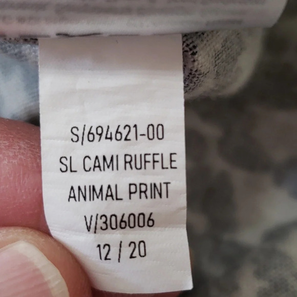 Old Navy Cami Sundress Mini Animal Print Linen Blend Black Tan White Ruffle Hem - Picture 13 of 14